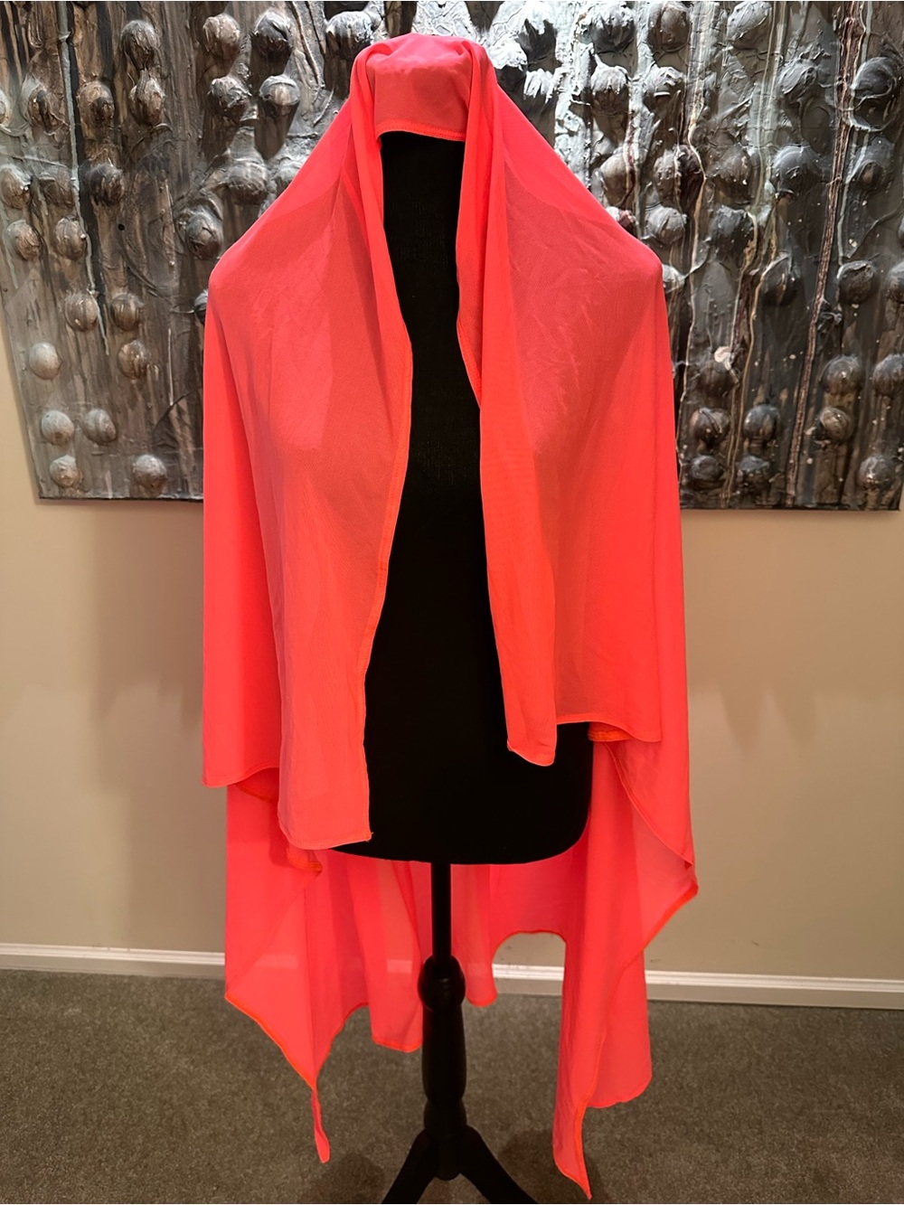 ⭐️ La Vie En Rose Aqua Neon Coral Tie-Side Swim Sarong - Picture 4 of 5